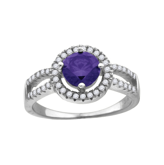 Sterling Silver Women's Purple Cubic Zirconia Fancy Bridal Anniversary Wedding Engagement Band Ring