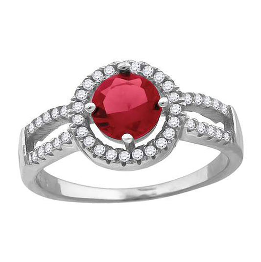 Sterling Silver Women's Red Cubic Zirconia Fancy Bridal Anniversary Wedding Engagement Band Ring