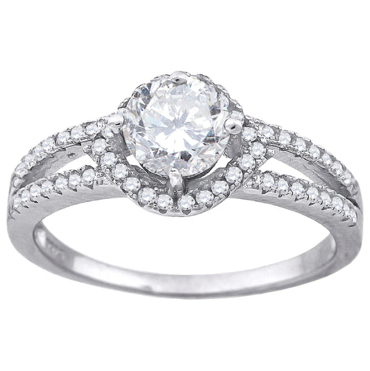 Sterling Silver Womens Cubic Zirconia Fashion Bridal Anniversary Wedding Engagement Band Ring