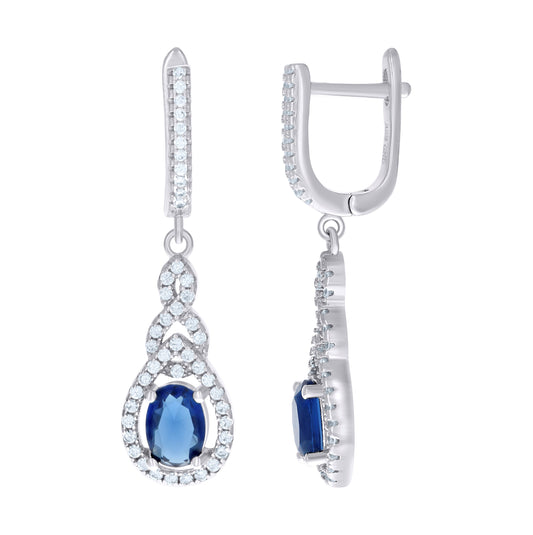 Sterling Silver Womens Cubic Zirconia Tear Drop Dangle Earrings