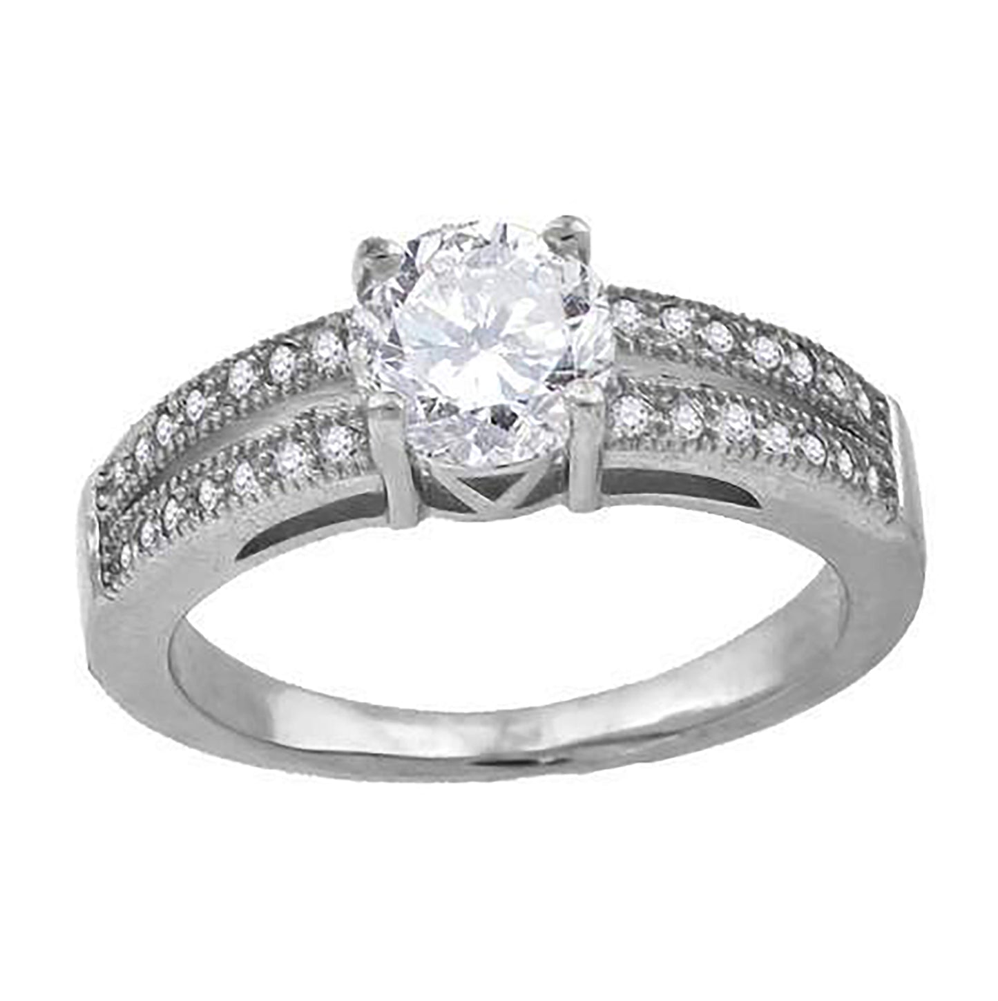 Sterling Silver Womens Cubic-Zirconia Bridal Anniversary Engagement Wedding Ring