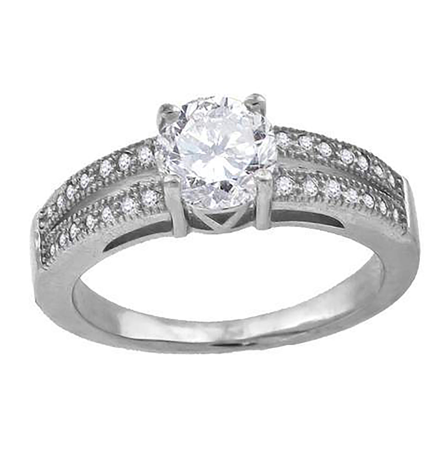 Sterling Silver Womens Cubic-Zirconia Bridal Anniversary Engagement Wedding Ring