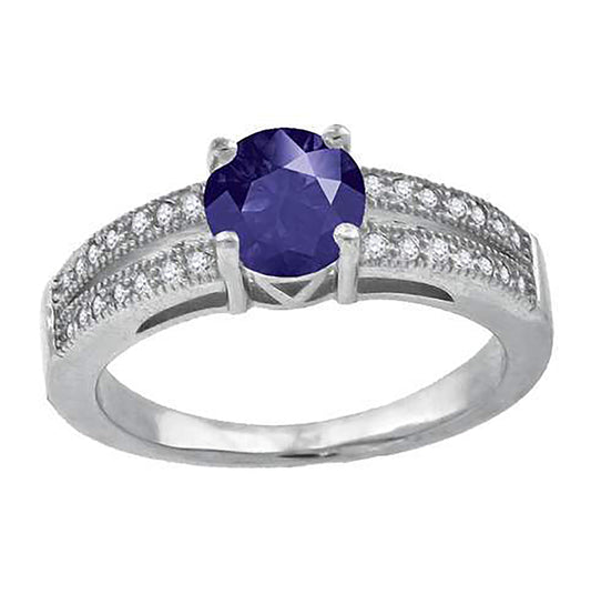 Sterling Silver Womens Royal Blue Cubic Zirconia Fancy Bridal Anniversary Wedding Engagement Band Ring
