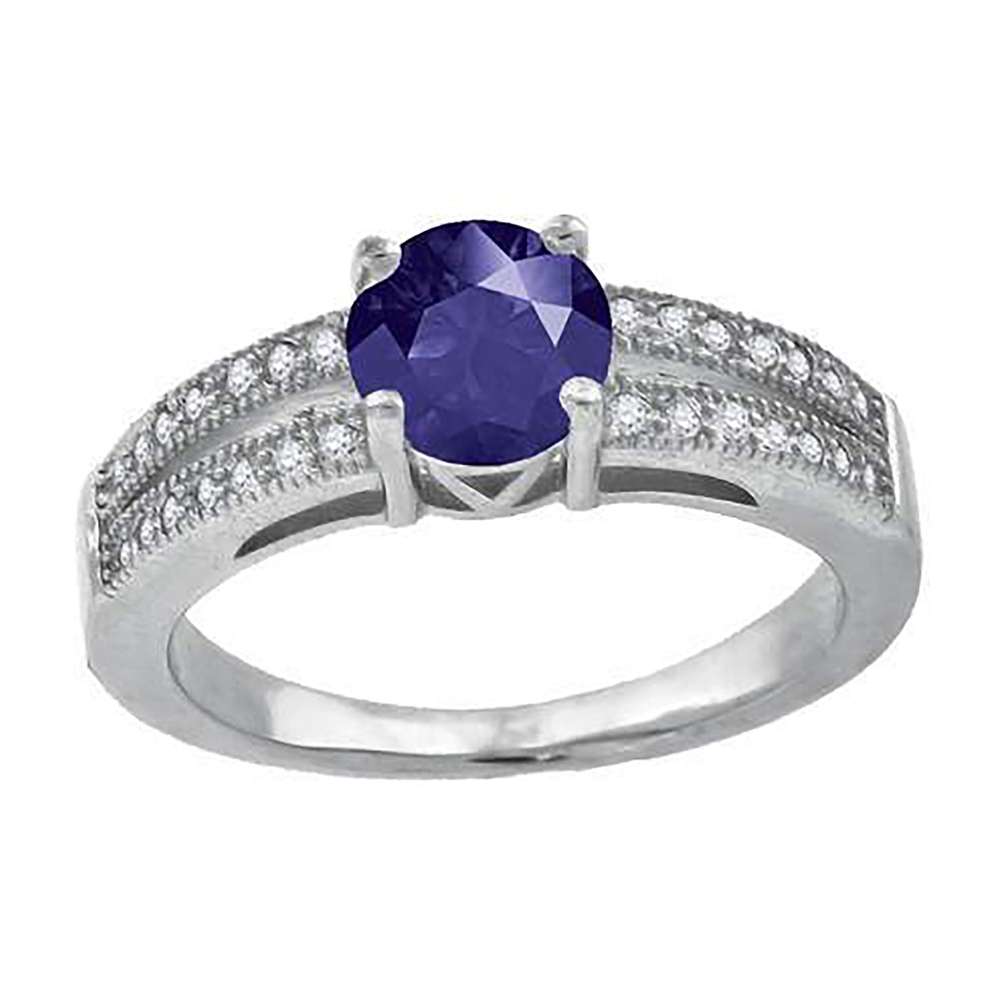Sterling Silver Womens Royal Blue Cubic Zirconia Fancy Bridal Anniversary Wedding Engagement Band Ring