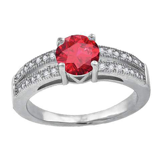 Sterling Silver Womens Red Cubic Zirconia Fancy Bridal Anniversary Wedding Engagement Band Ring