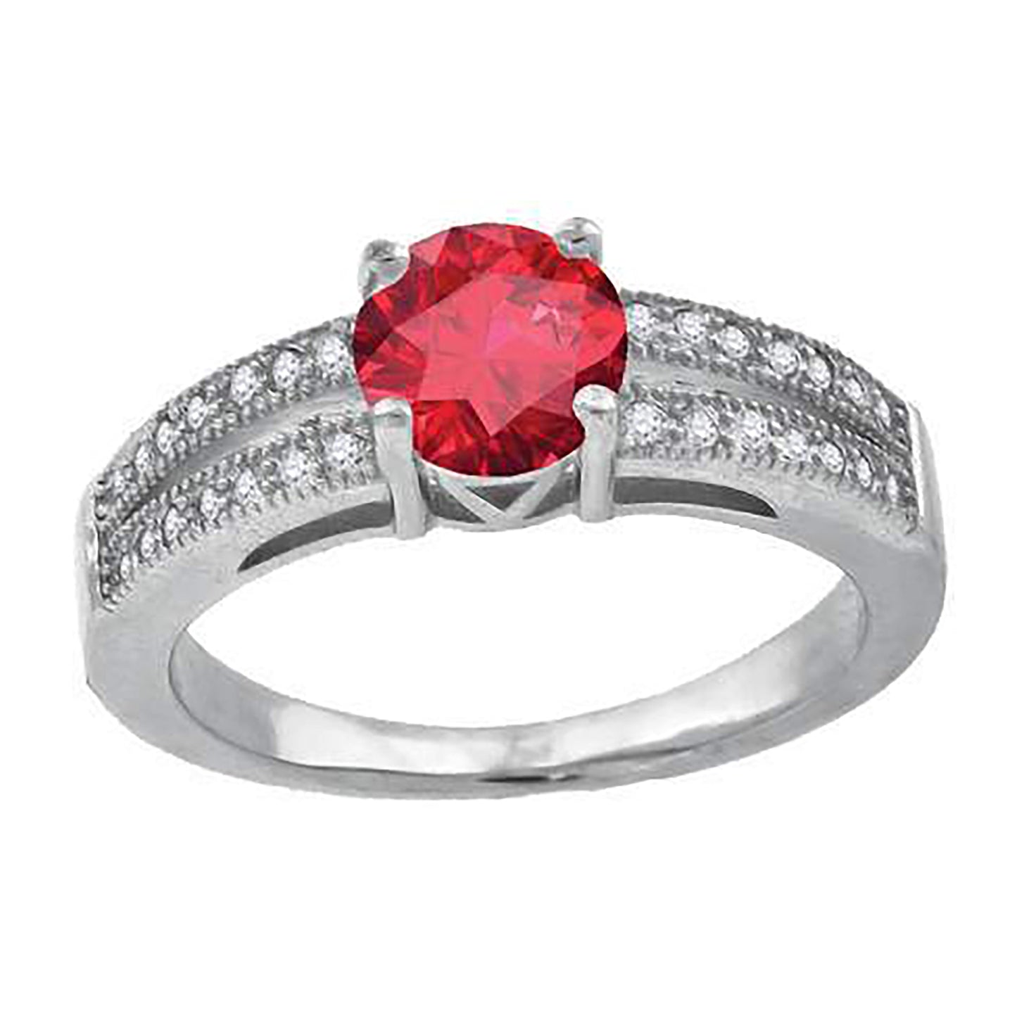 Sterling Silver Womens Red Cubic Zirconia Fancy Bridal Anniversary Wedding Engagement Band Ring