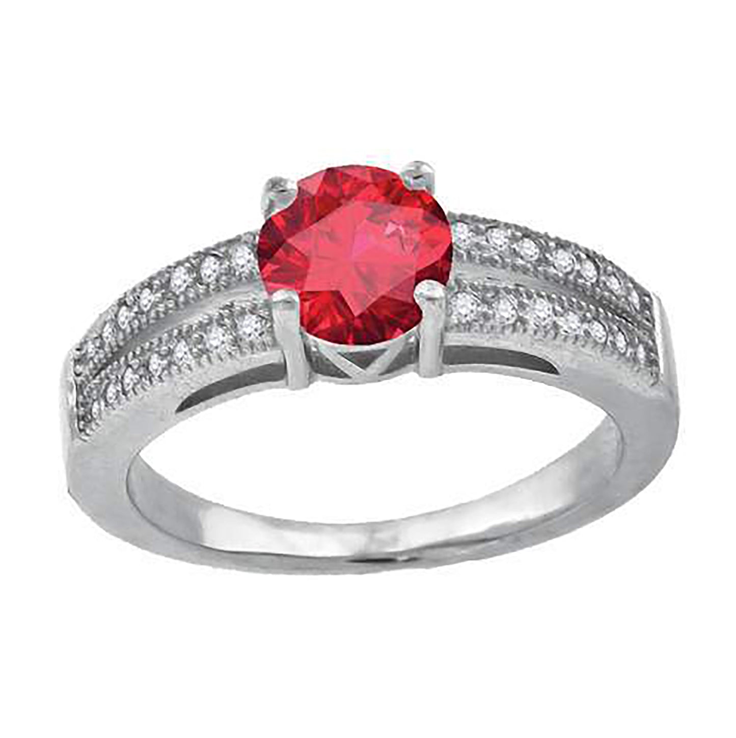 Sterling Silver Womens Red Cubic Zirconia Fancy Bridal Anniversary Wedding Engagement Band Ring
