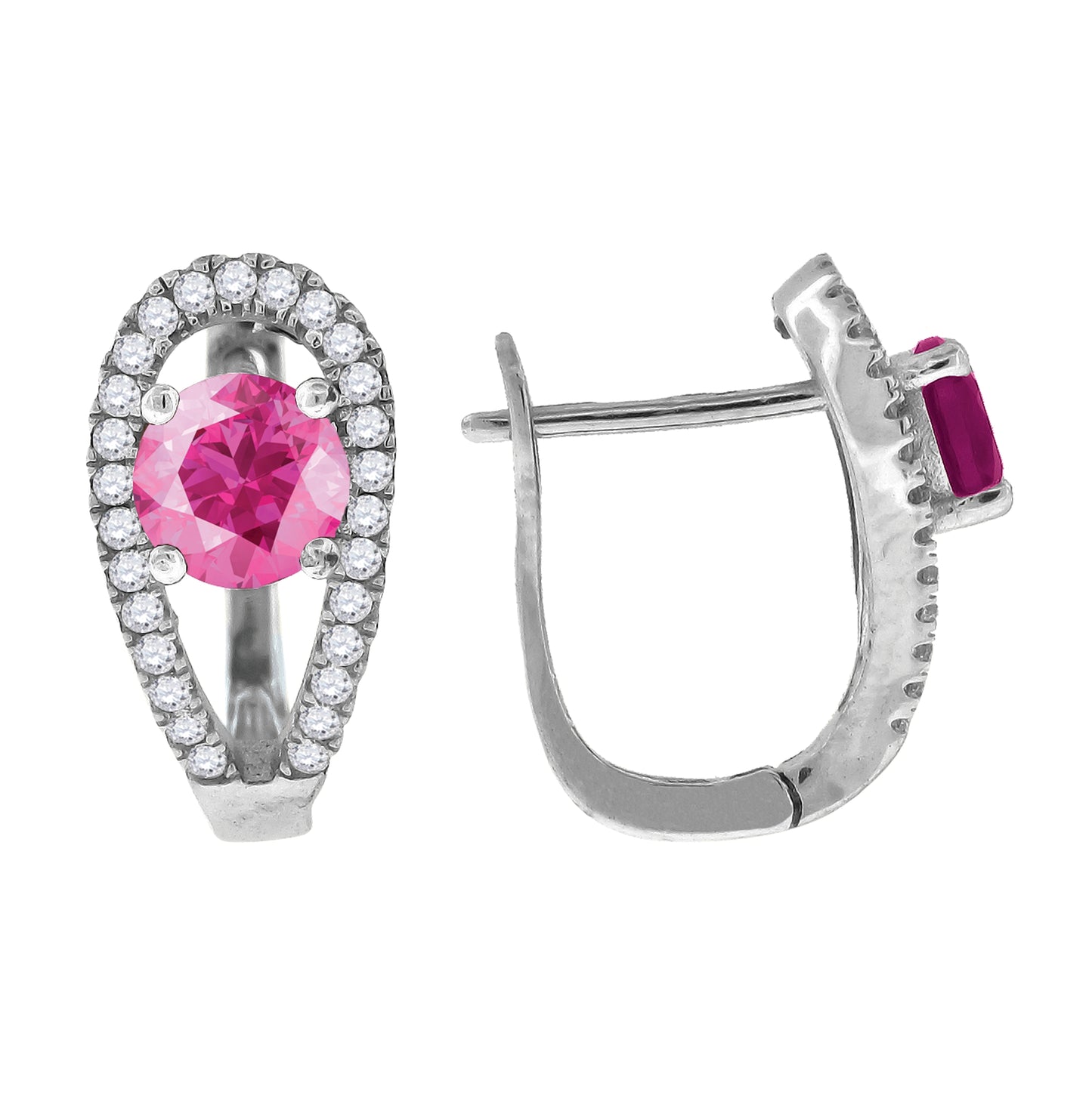 Sterling Silver Womens Cubic Zirconia French Clip Earrings