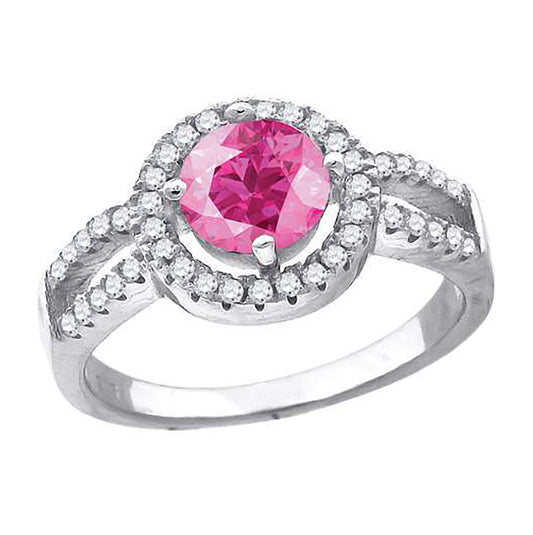 Sterling Silver Women's Pink Cubic Zirconia Fancy Bridal Anniversary Wedding Engagement Band Ring