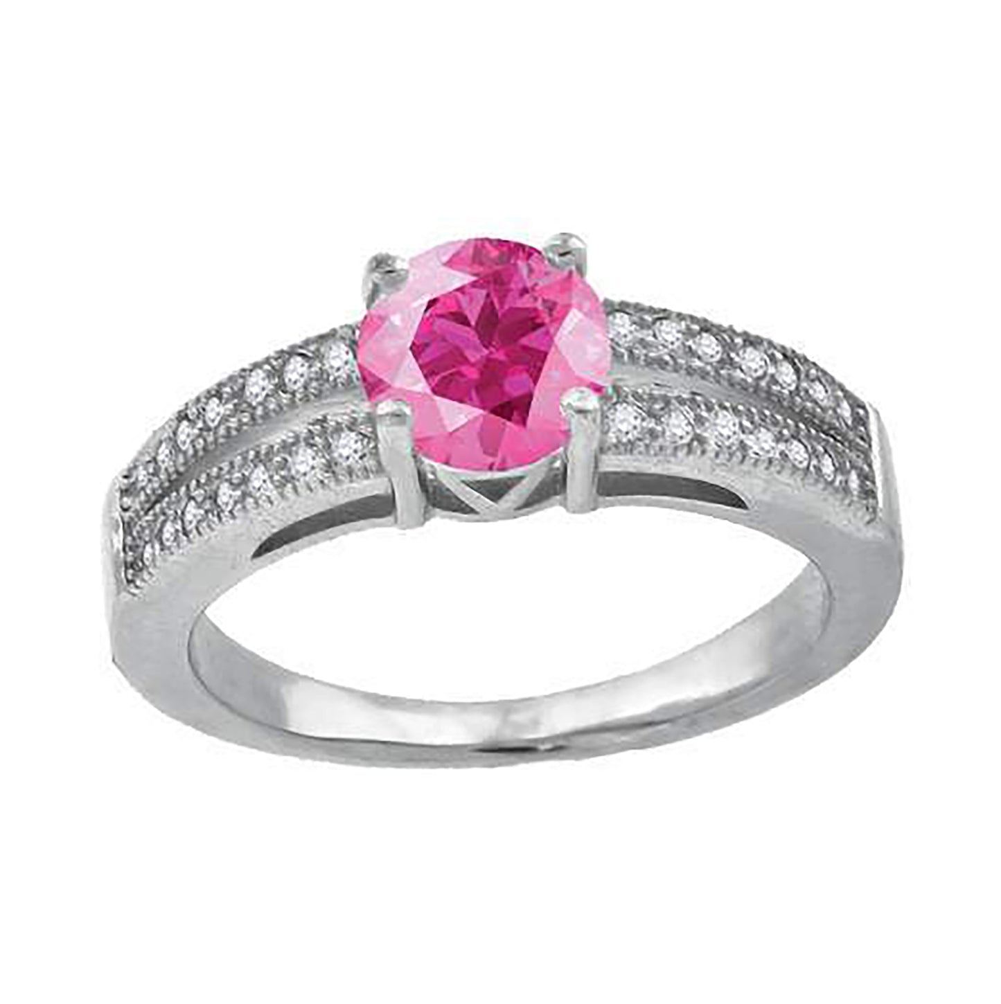 Sterling Silver Womens Pink Cubic Zirconia Fancy Bridal Anniversary Wedding Engagement Band Ring