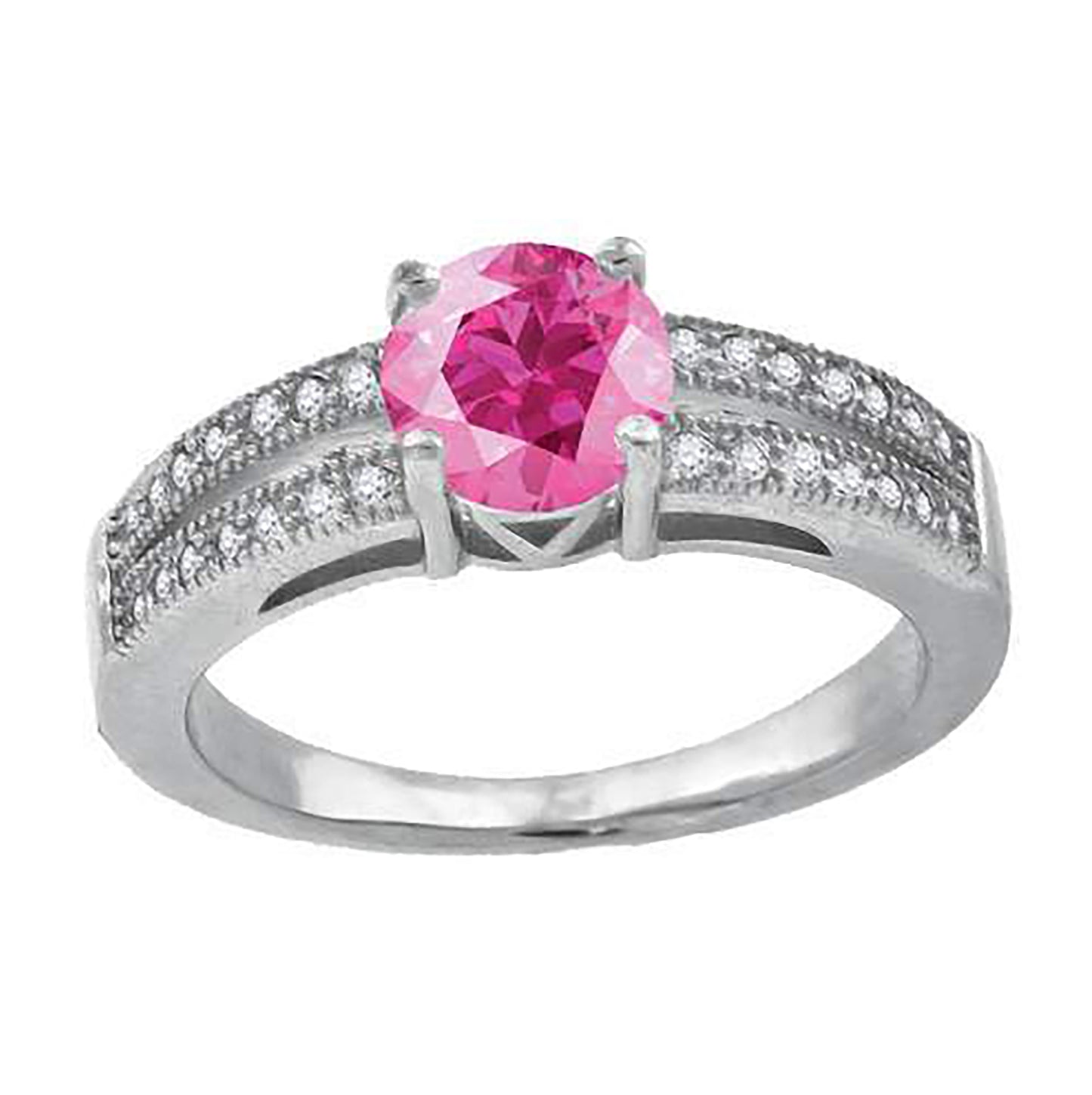 Sterling Silver Womens Pink Cubic Zirconia Fancy Bridal Anniversary Wedding Engagement Band Ring