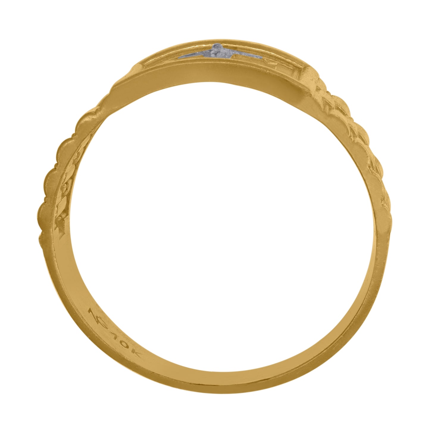 10K Two-Tone Gold Mens Textured Crucifix Cross Religious Ring