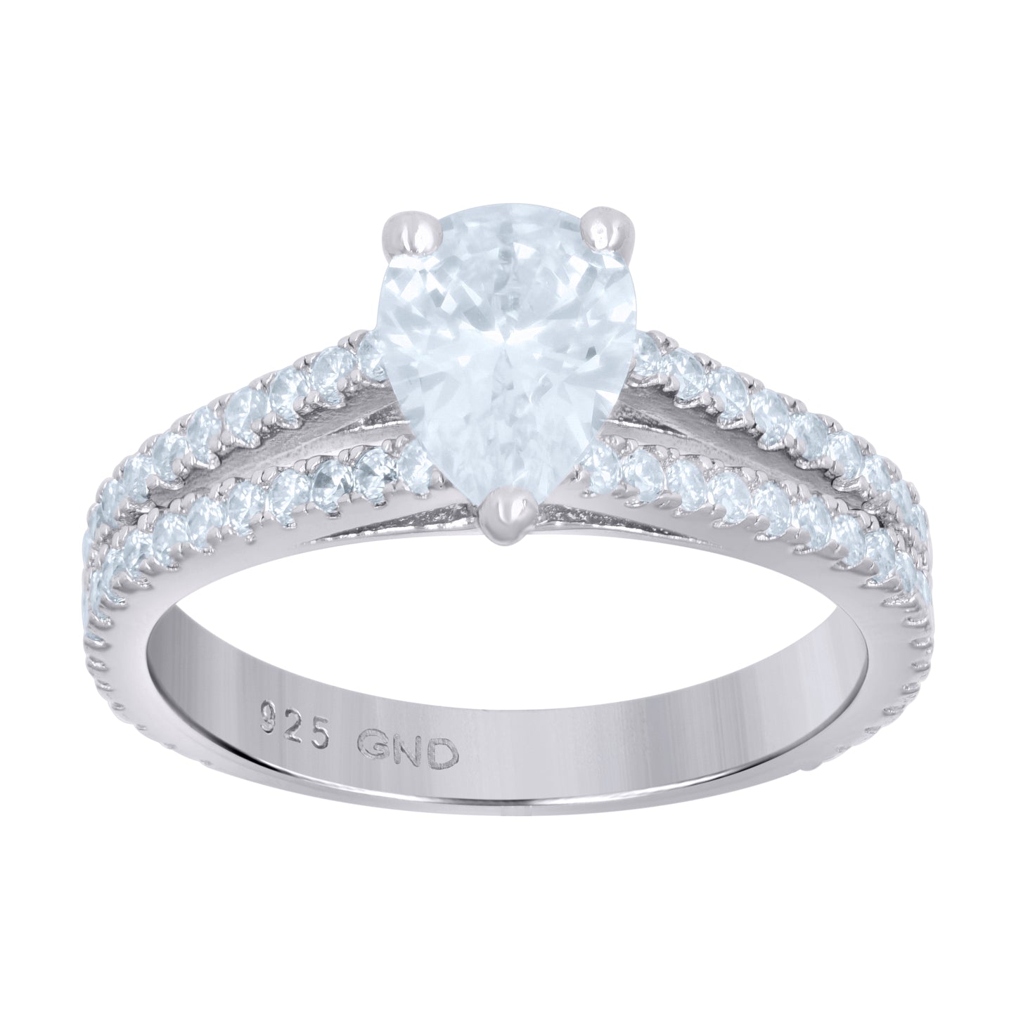 Sterling Silver Womens Pear Round Cubic-Zirconia Pear Duo Bridal Anniversary Wedding Engagement Band Ring Set