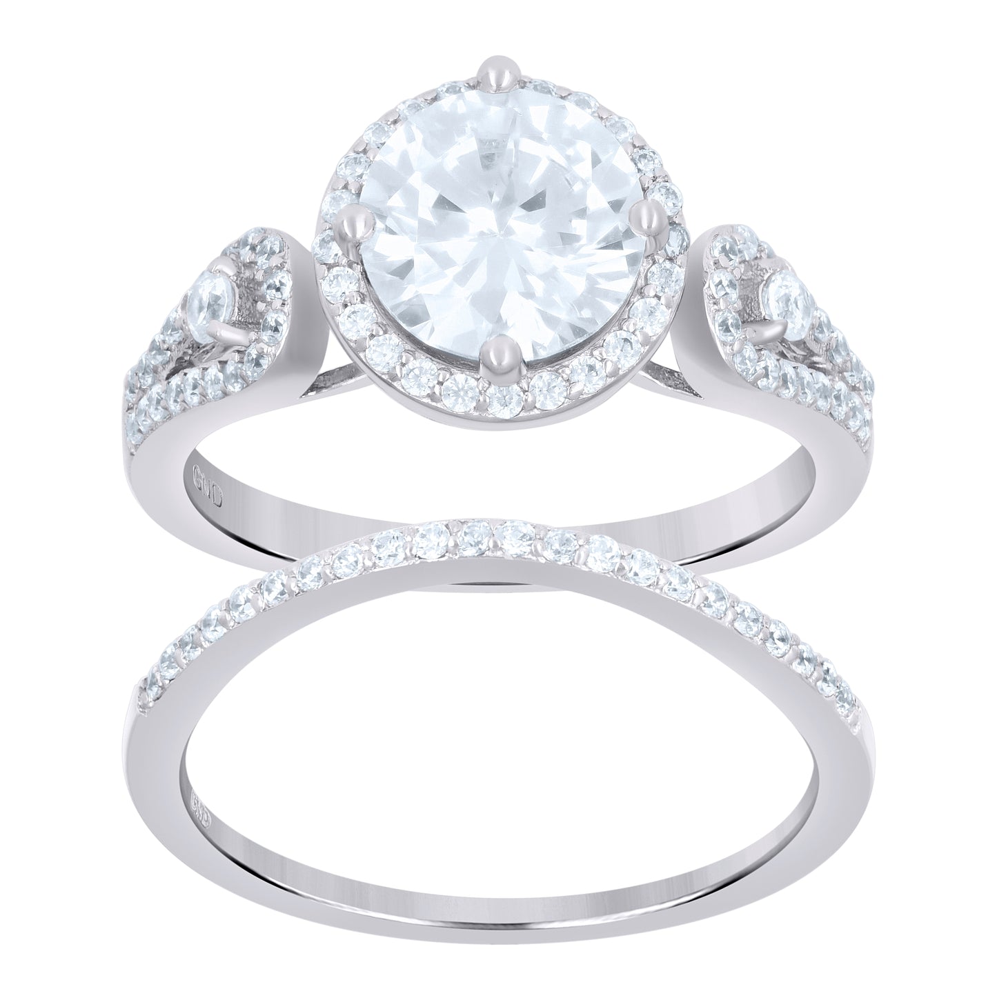 Sterling Silver Womens Cubic Zirconia Sizes 6 To 9 Round Center Stone Bridal Anniversary Engagement Wedding Ring Band