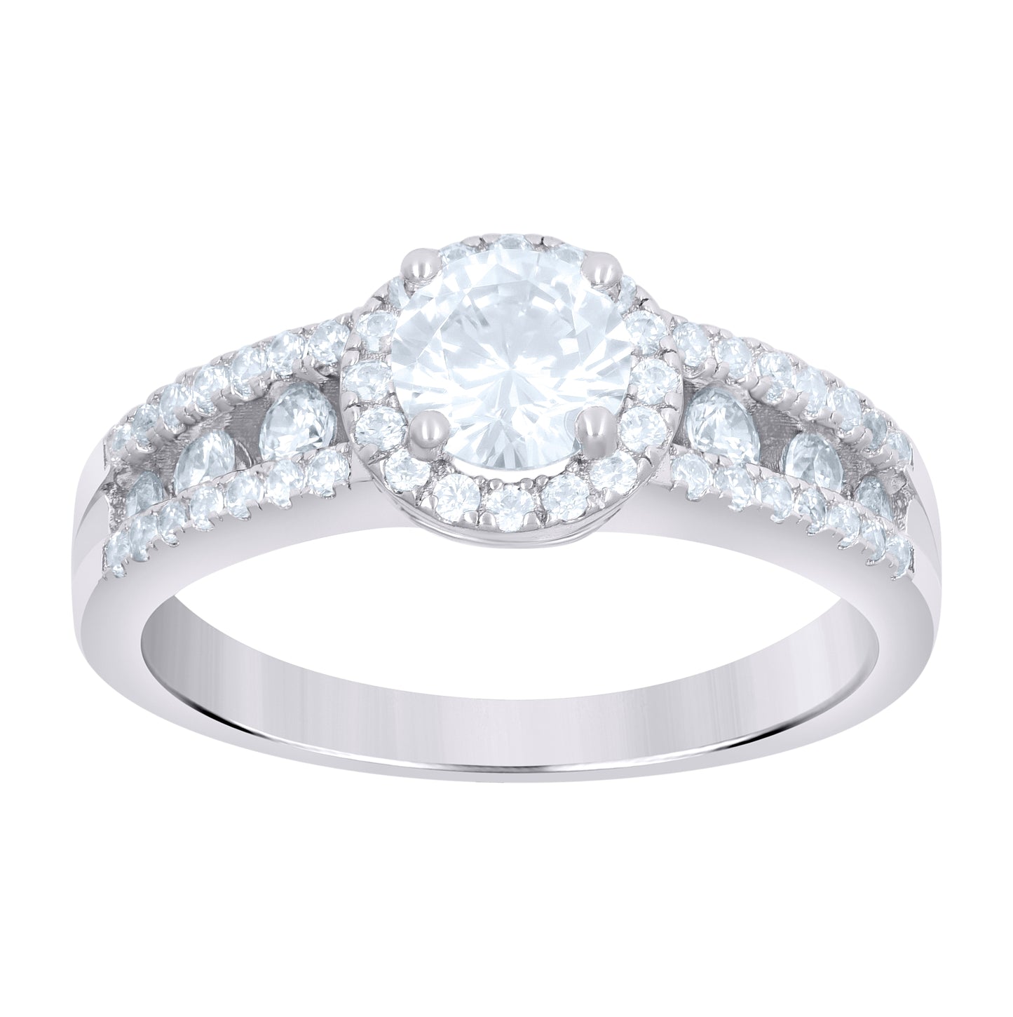 Sterling Silver Women's Cubic-Zirconia Duo Bridal Anniversary Wedding Engagement Band Ring Set