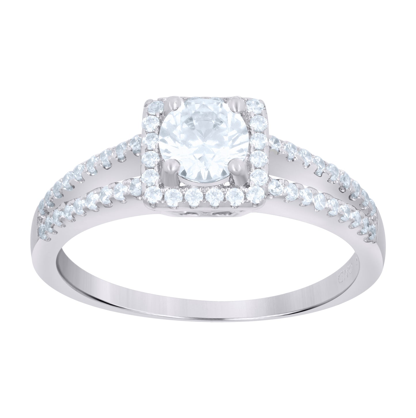 Sterling Silver Women's Cubic-Zirconia Duo Bridal Anniversary Wedding Engagement Band Ring Set