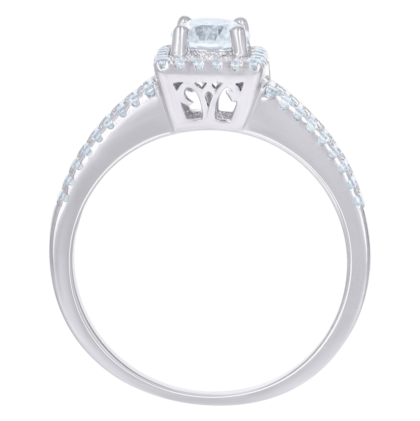 Sterling Silver Women's Cubic-Zirconia Duo Bridal Anniversary Wedding Engagement Band Ring Set