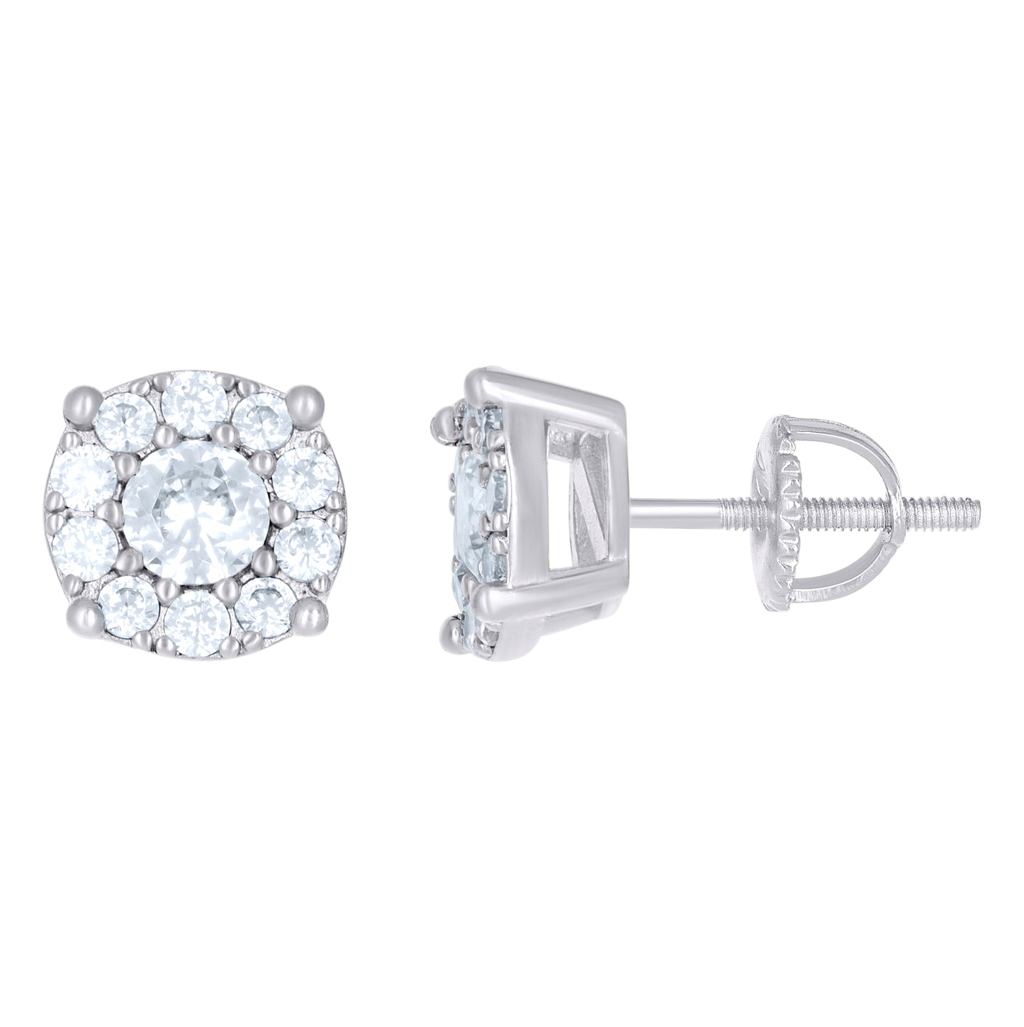 Sterling Silver Or Yellow-Tone Unisex Cubic-Zirconia Fashion Stud Earrings