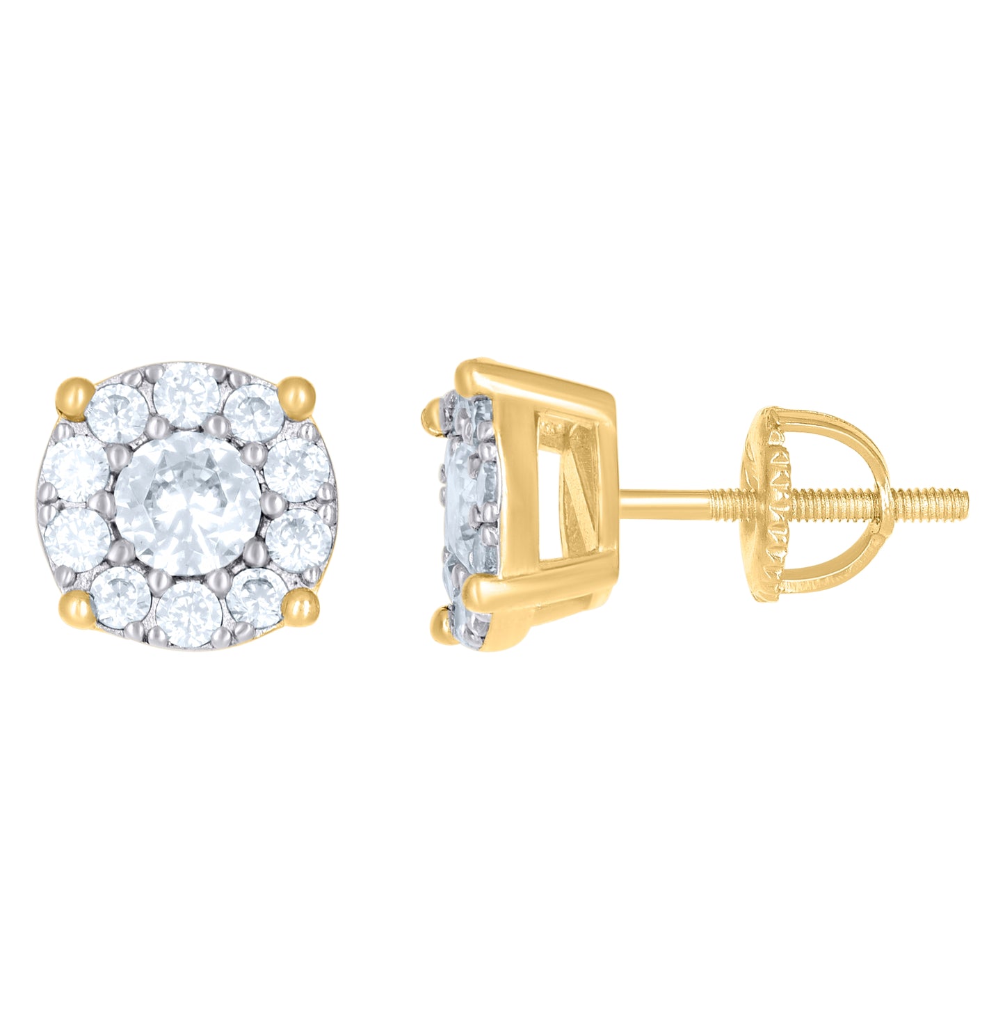Sterling Silver Or Yellow-Tone Unisex Cubic-Zirconia Fashion Stud Earrings