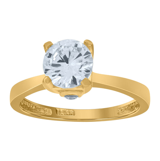 10K Yellow Gold Womens Round Cubic Zirconia Engagement Ring