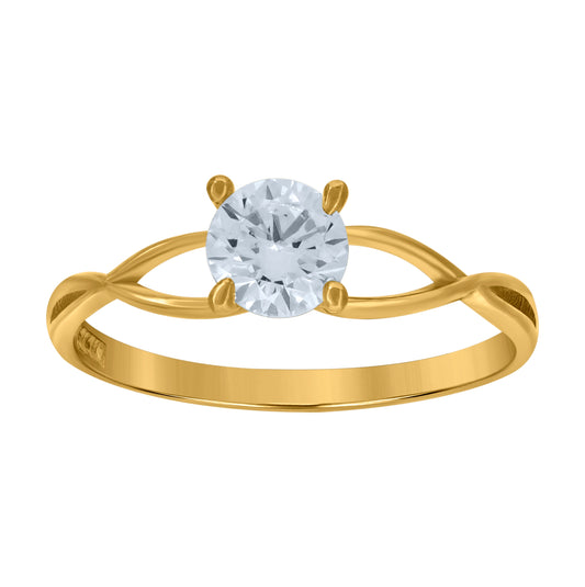 10K Yellow Gold Womens Round Cubic Zirconia Twisted Engagement Ring