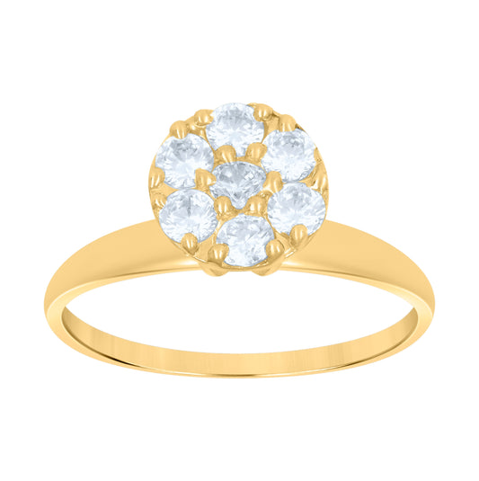 10K Two-Tone Gold Womens Cubic Zirconia Floral Engagement Ring