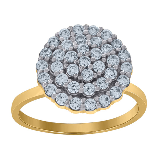 10K Two-Tone Gold Womens Round Cubic Zirconia Engagement Ring