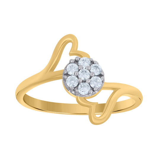 10K Two-Tone Gold Womens Round Cubic Zirconia Heart Ring