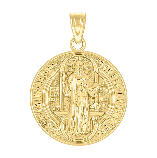 10K Yellow Gold Unisex Religious Saint Benedict Charm Pendant