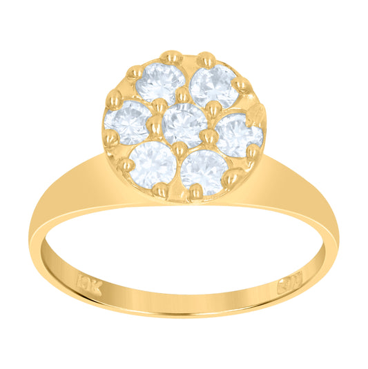 10K Two-Tone Gold Womens Round Cubic Zirconia Engagement Ring