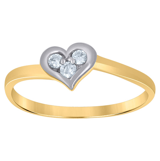 10K Gold Womens Two-Tone Cubic-Zirconia Heart Band Ring