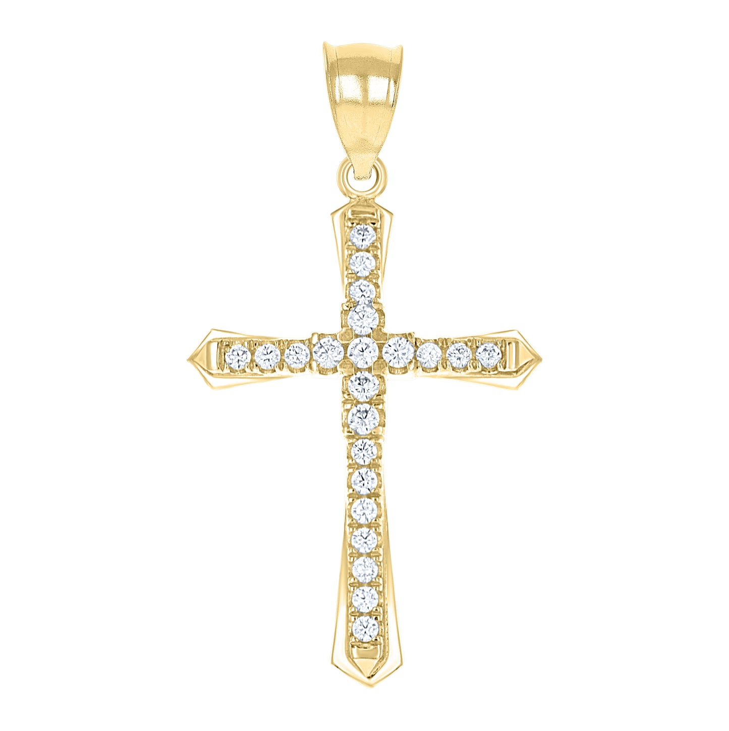10K Gold Two-Tone Cubic-Zirconia Womens Cross Religious Charm Pendant