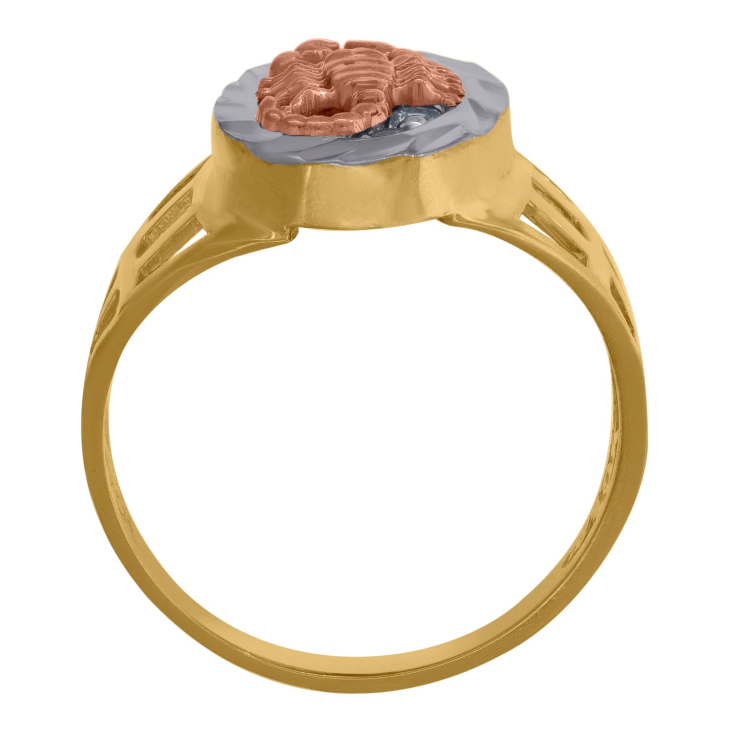 10K Tri-Color Gold Mens Cubic Zirconia Cubic-Zirconia Diamond Cut Scorpion Ring