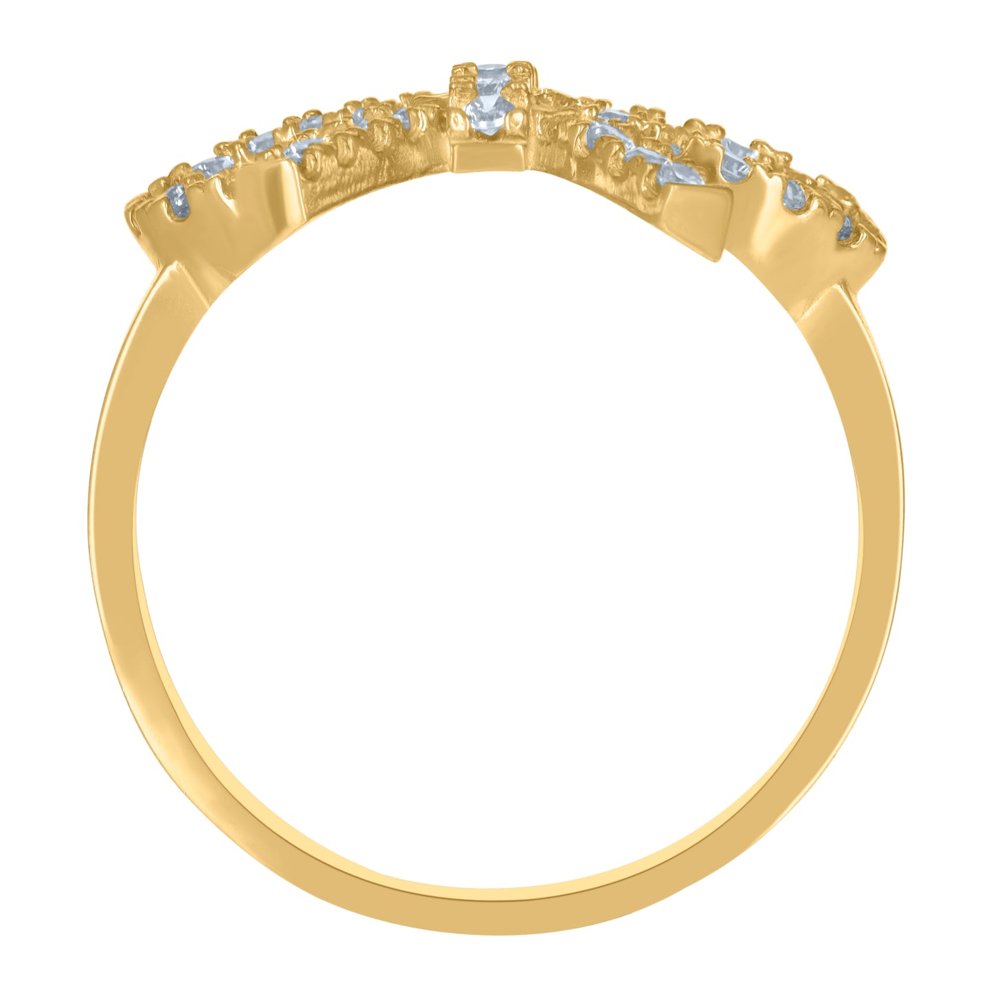 10K Yellow Gold Womens Cubic-Zirconia Bow Fashion Ring