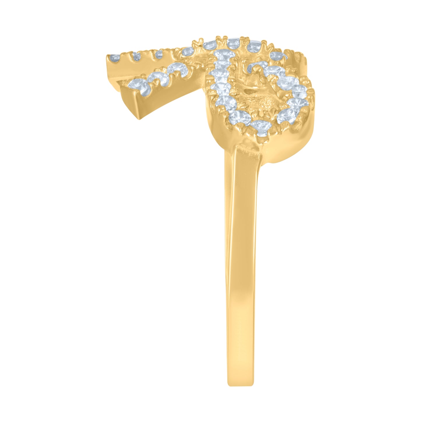 10K Yellow Gold Womens Cubic-Zirconia Bow Fashion Ring