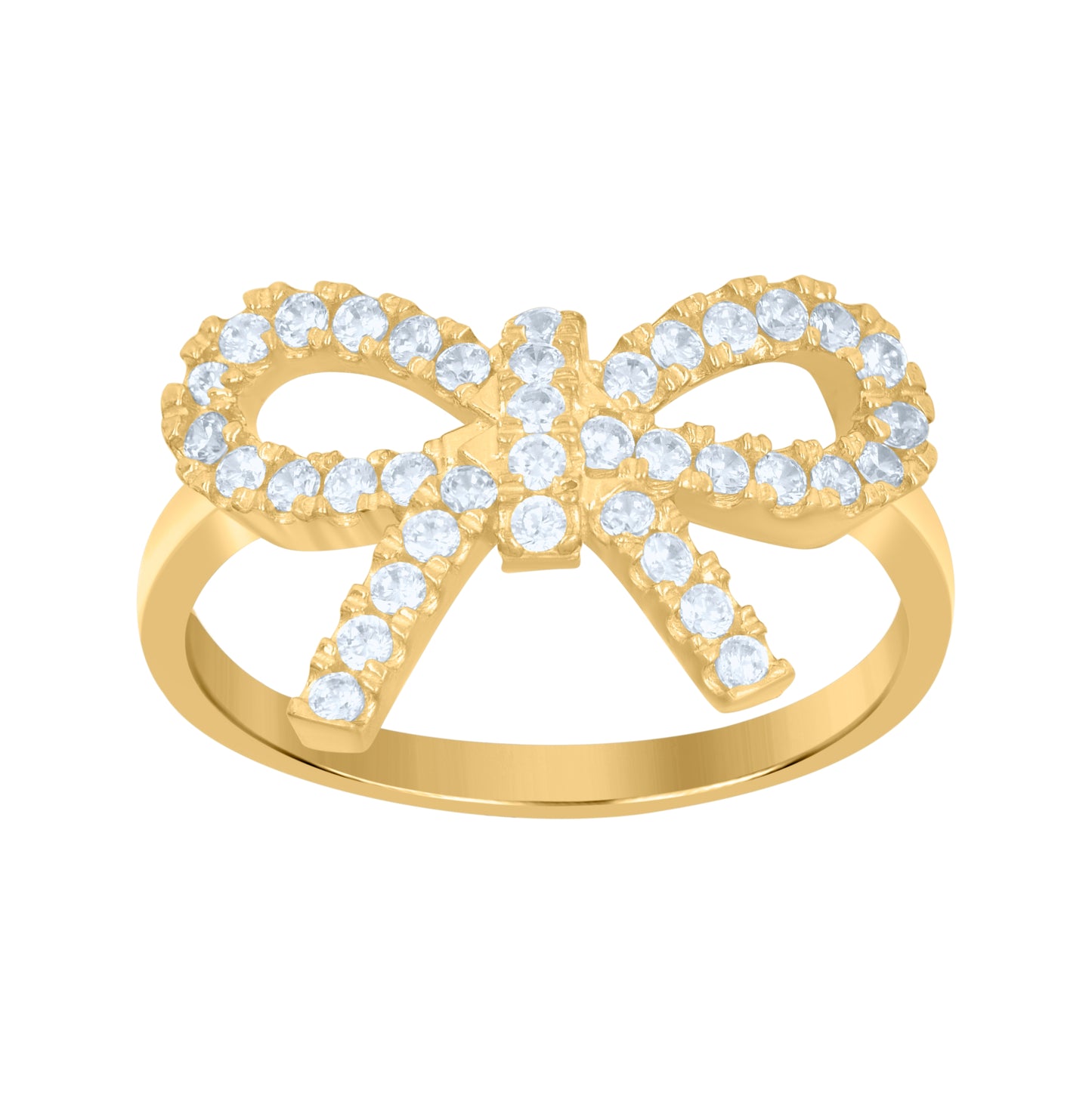 10K Yellow Gold Womens Cubic-Zirconia Bow Fashion Ring