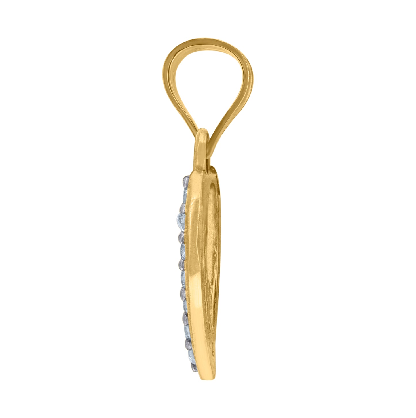 10K Gold Two-Tone Cubic-Zirconia Womens Heart Charm Pendant