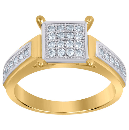 10K Two-Tone Gold Womens Cubic Zirconia Square Head Engagement Ring