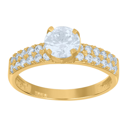 10K Two-Tone Gold Womens Cubic Zirconia Double Row Engagement Ring