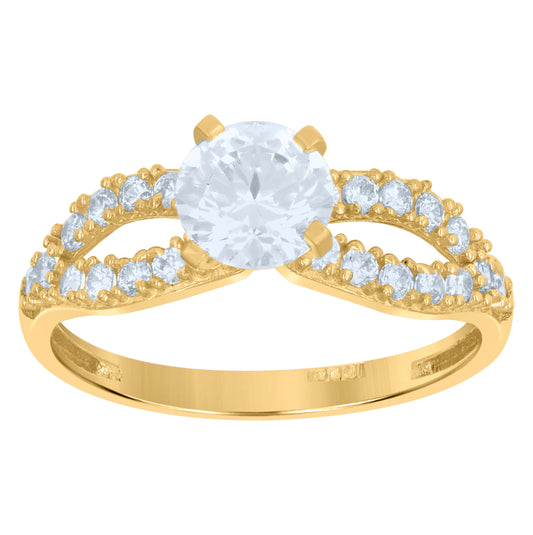 10K Two-Tone Gold Womens Cubic Zirconia Love Infinity Engagement Ring