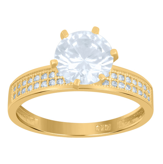10K Two-Tone Gold Womens Cubic Zirconia Engagement Ring