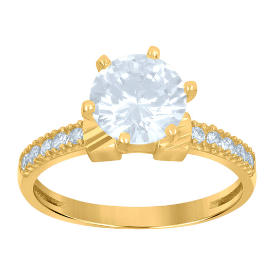 10K Two-Tone Gold Womens Cubic Zirconia Engagement Ring