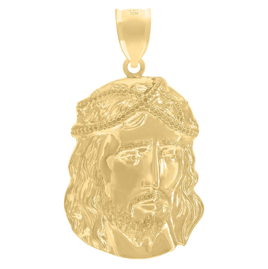 10K Yellow Gold Mens Jesus Religious Charm Pendant