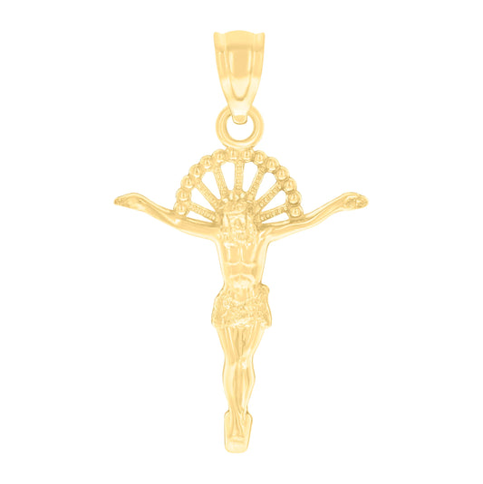 10K Yellow Gold Unisex Crucifix Religious Charm Pendant