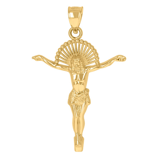 10K Yellow Gold Unisex Crucifix Religious Charm Pendant