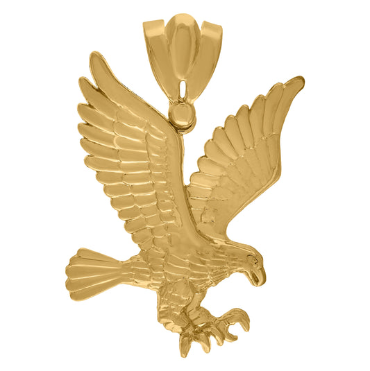 10K Yellow Gold Mens Eagle Bird Patriotism Charm Pendant