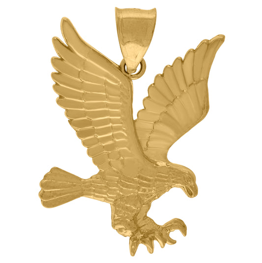 10K Yellow Gold Mens Eagle Bird Patriotism Charm Pendant