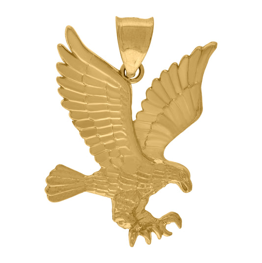 10K Yellow Gold Mens Eagle Bird Patriotism Charm Pendant