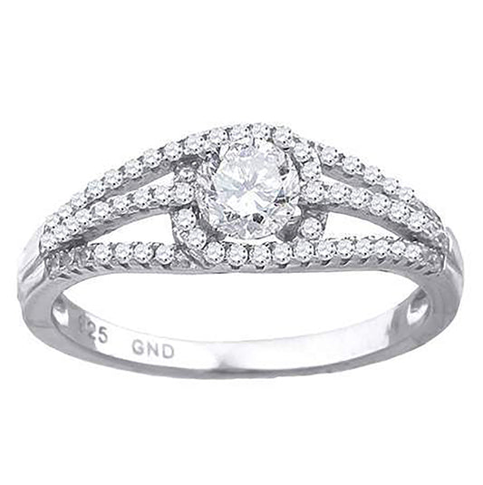 Sterling Silver Women's Cubic-Zirconia Fashion Bridal Anniversary Engagement Wedding Ring