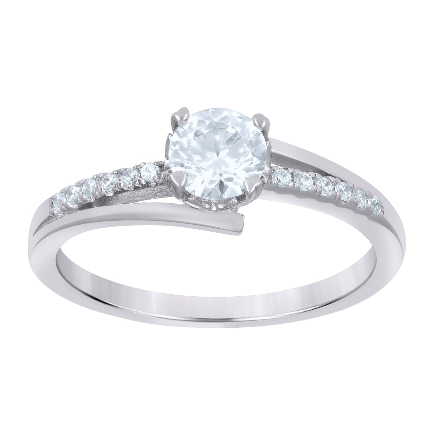 Sterling Silver Women's Cubic-Zirconia Bridal Anniversary Engagement Wedding Ring